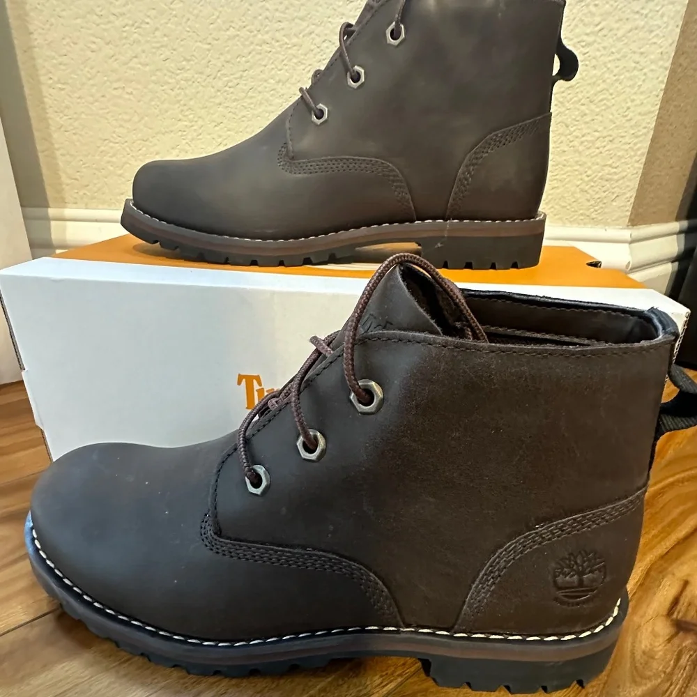 New dark brown timberland larchmont leather boots men’s Sz 7